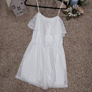 3502 Size Large NWT Ultra Flirt White Lace Romper.